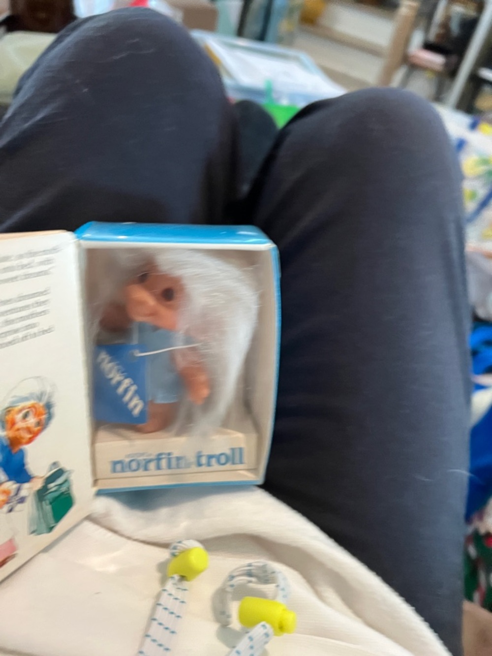 Norfin Troll Doll in Blue Outfit with White Hair
